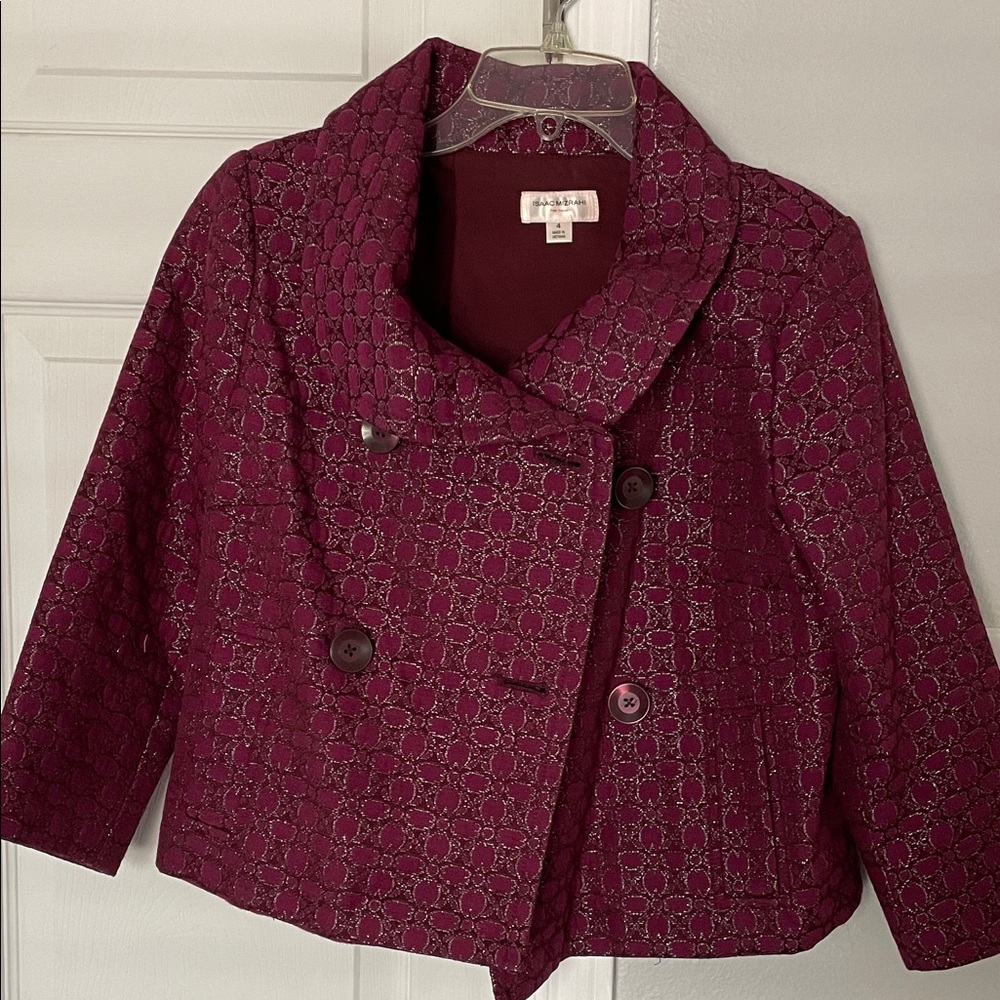 Isaac Mizrahi Deep Burgundy Textured Jacket